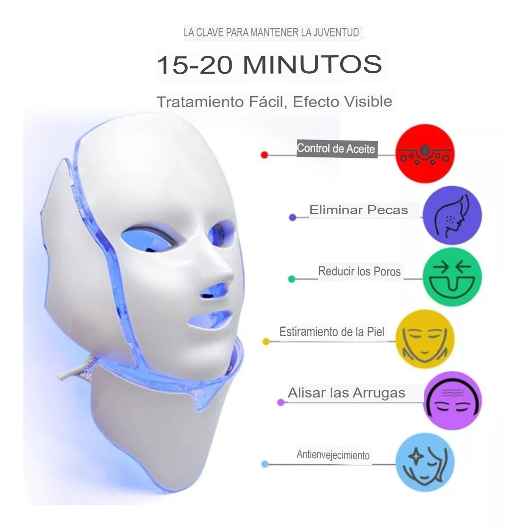Máscara de Terapia LED Rostro y Cuello