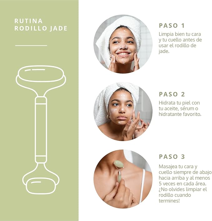 Rodillo de Jade de Piedra Natural - Masajeador Facial