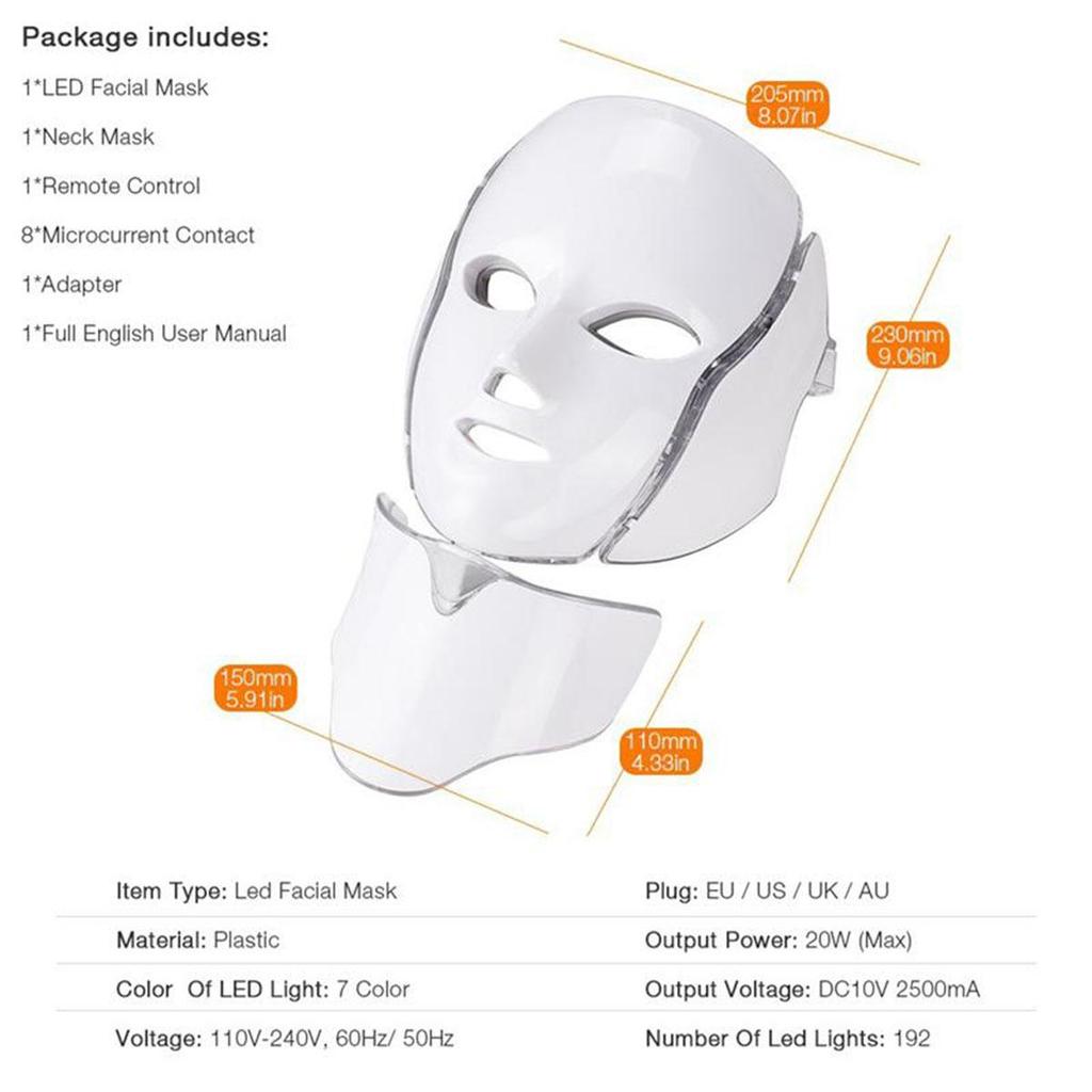 Máscara de Terapia LED Rostro y Cuello