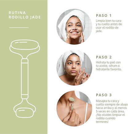 Rodillo de Jade de Piedra Natural - Masajeador Facial
