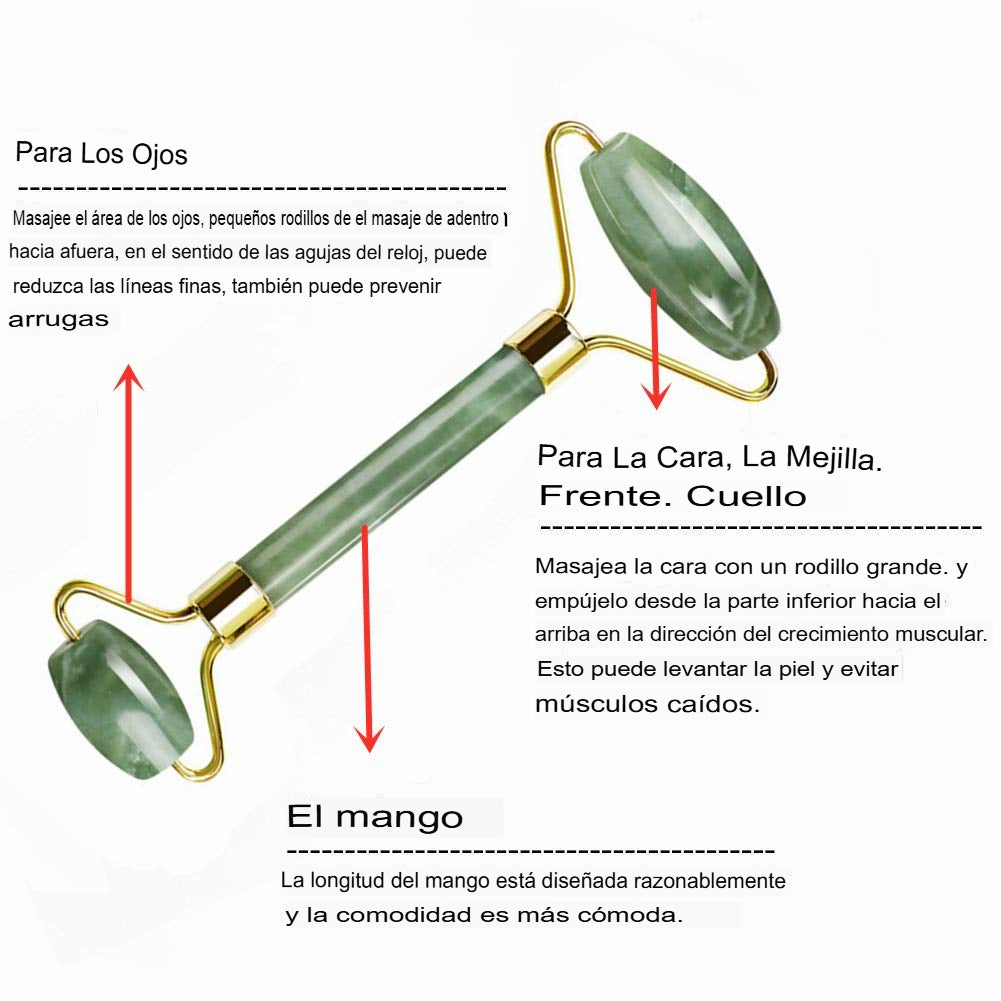 Rodillo de Jade de Piedra Natural - Masajeador Facial