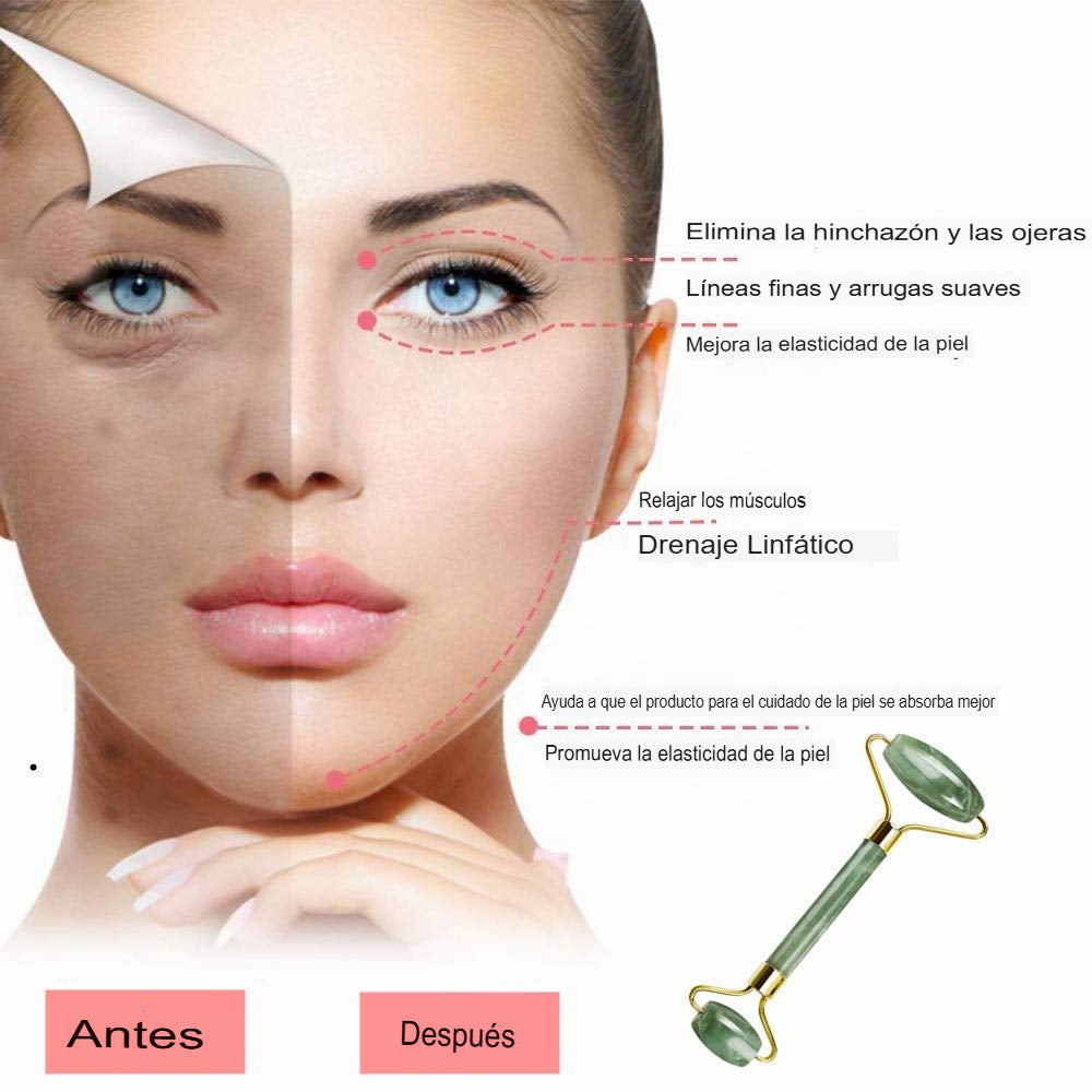 Rodillo de Jade de Piedra Natural - Masajeador Facial