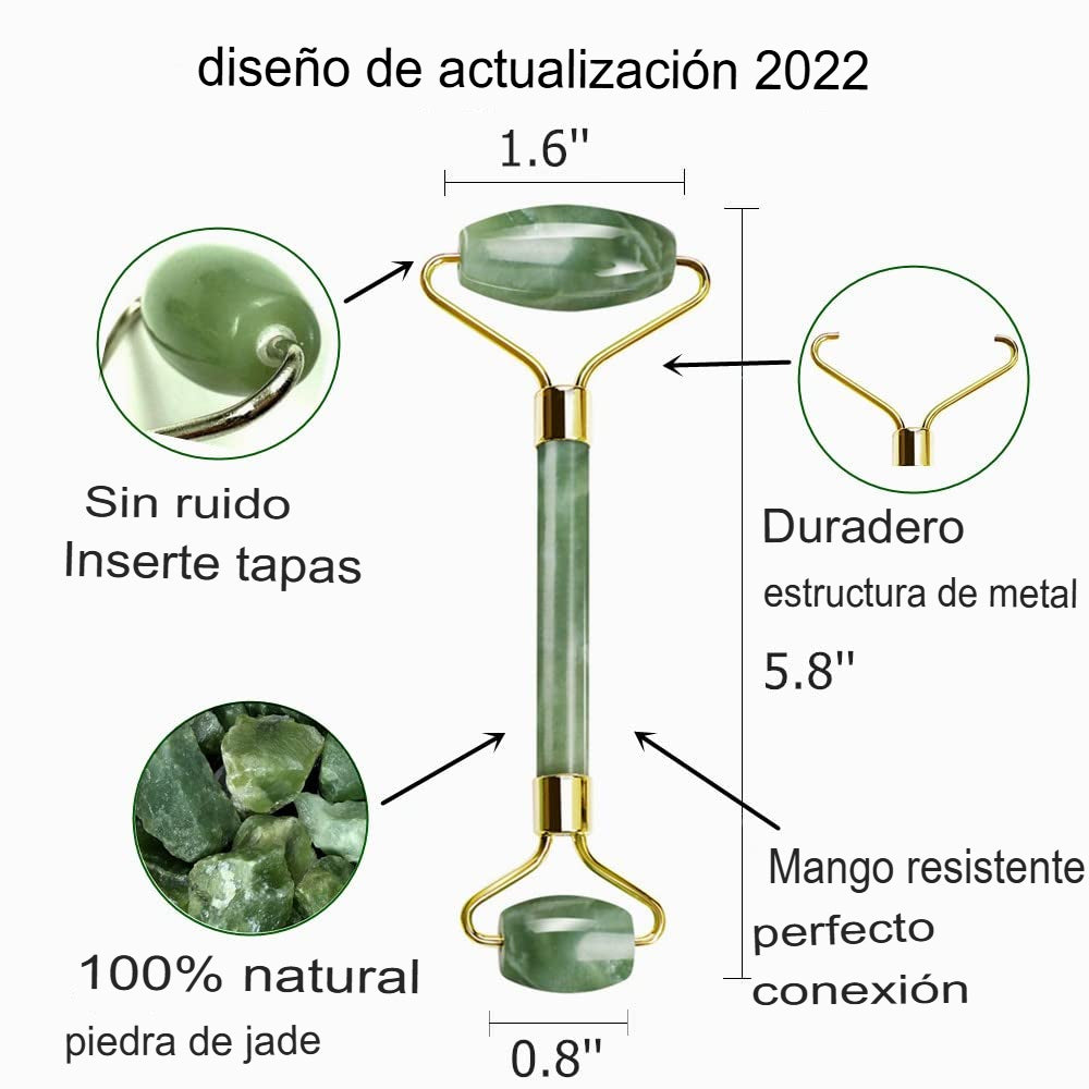 Rodillo de Jade de Piedra Natural - Masajeador Facial
