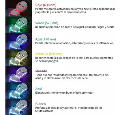 Máscara de Terapia LED Rostro y Cuello