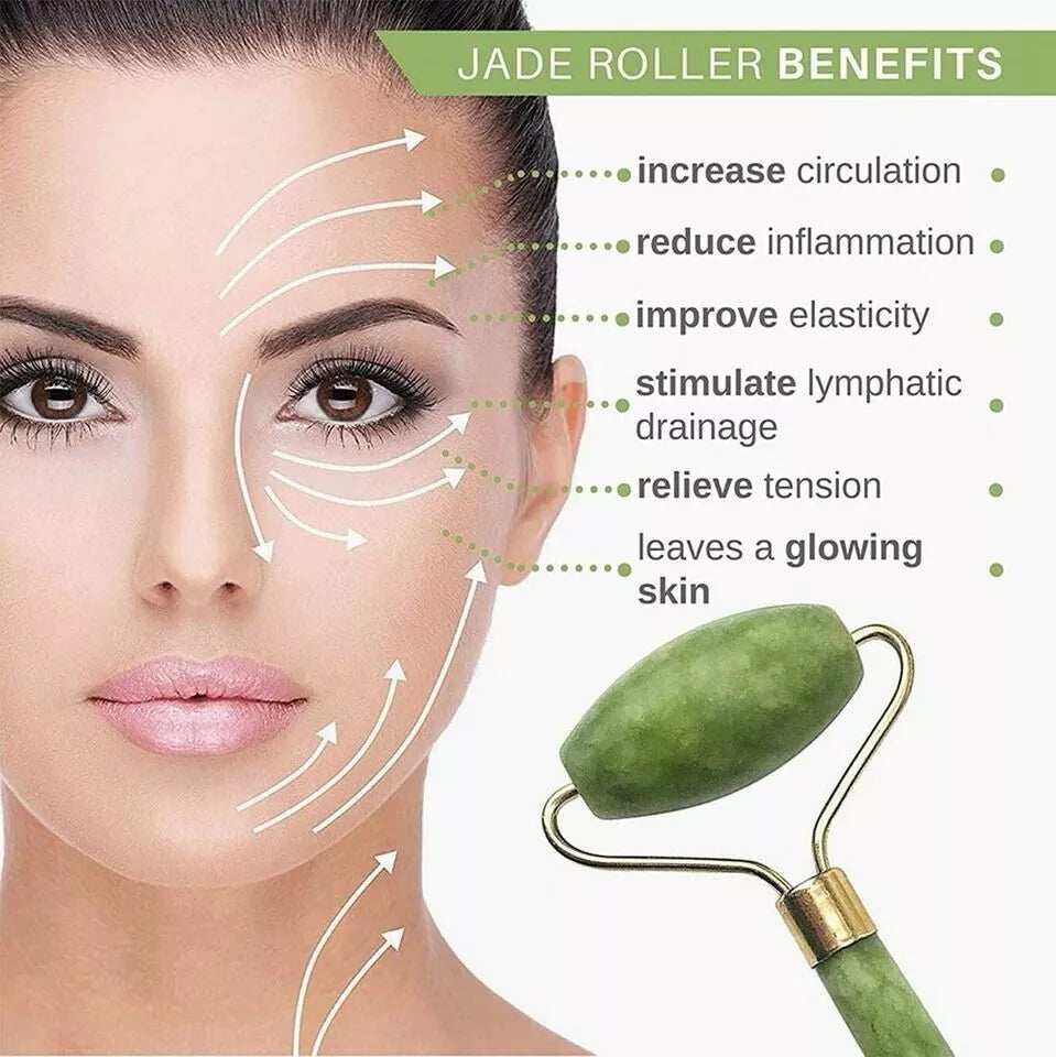 Rodillo de Jade de Piedra Natural - Masajeador Facial