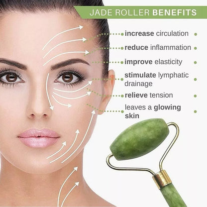 Rodillo de Jade de Piedra Natural - Masajeador Facial